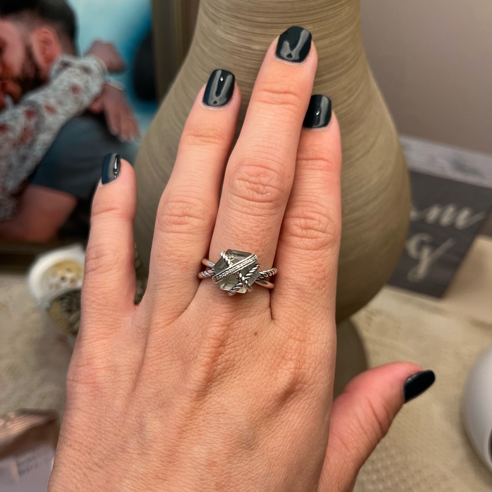 David Yurman: Cable Wrap Ring with Prasiolite and Diamonds